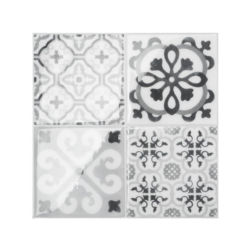 Smart Tiles بلاط ذكي قابل للتقشير واللصق باكسبلاش - 5 ورقات مقاس 9 بوصة × 9 بوصة - لاصق ثلاثي الأبعاد قابل للتقشير واللصق باكسبلاش للمطبخ والحمام وبلاط الحائط - Image 1